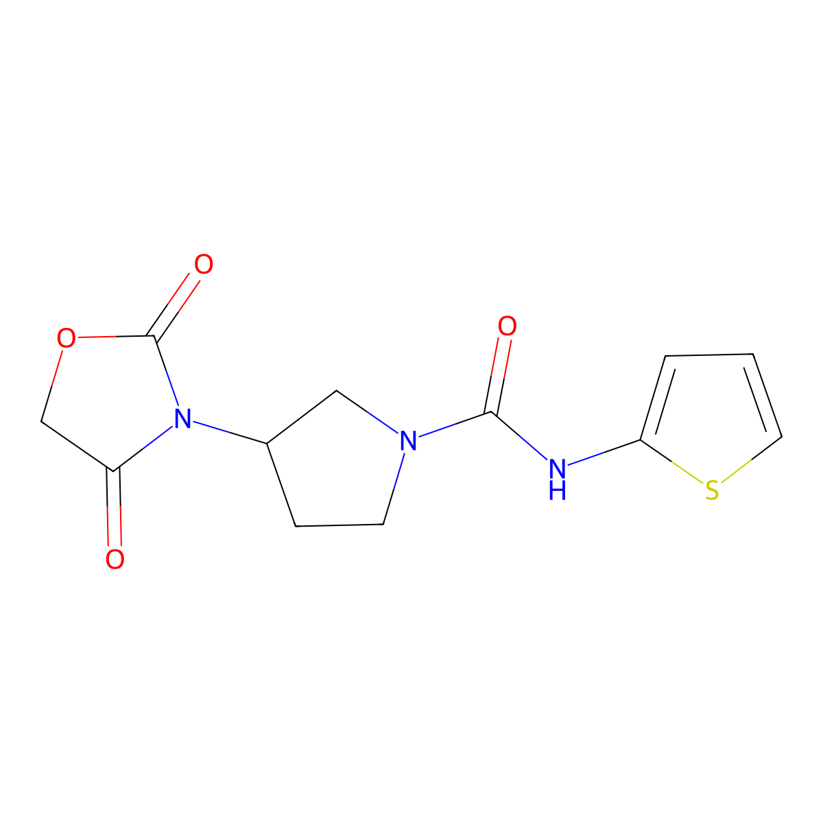 3-(2,4-dioxooxazolidin-3-yl)-N-(thiophen-2-yl)pyrrolidine-1-carboxamide molecular structure, CAS 1904206-51-4