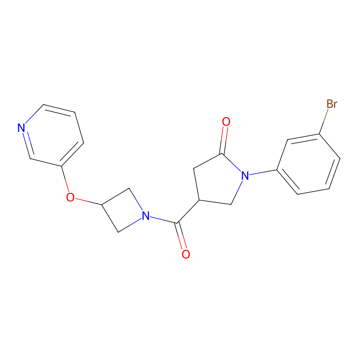 1-(3-Bromophenyl)-4-(3-(pyridin-3-yloxy)azetidine-1-carbonyl)pyrrolidin-2-one molecular structure, CAS 1904208-82-7