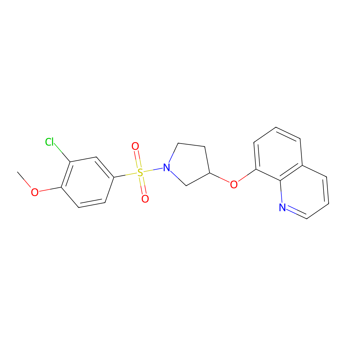 8-((1-((3-Chloro-4-methoxyphenyl)sulfonyl)pyrrolidin-3-yl)oxy)quinoline molecular structure, CAS 1904210-25-8