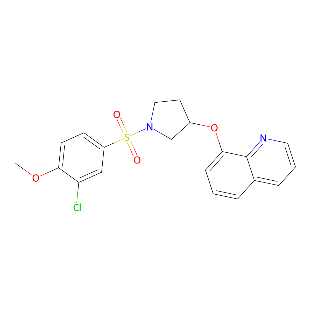 8-((1-((3-Chloro-4-methoxyphenyl)sulfonyl)pyrrolidin-3-yl)oxy)quinoline molecular structure, CAS 1904210-25-8