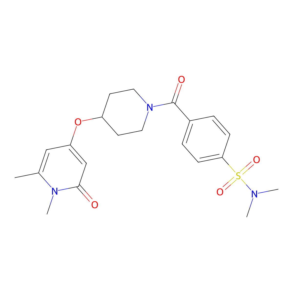 4-(4-((1,6-dimethyl-2-oxo-1,2-dihydropyridin-4-yl)oxy)piperidine-1-carbonyl)-N,N-dimethylbenzenesulfonamide molecular structure, CAS 1904210-32-7