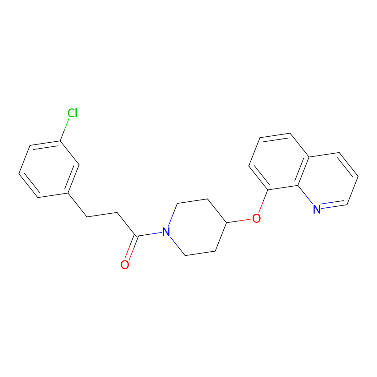 3-(3-Chlorophenyl)-1-(4-(quinolin-8-yloxy)piperidin-1-yl)propan-1-one molecular structure, CAS 1904210-64-5