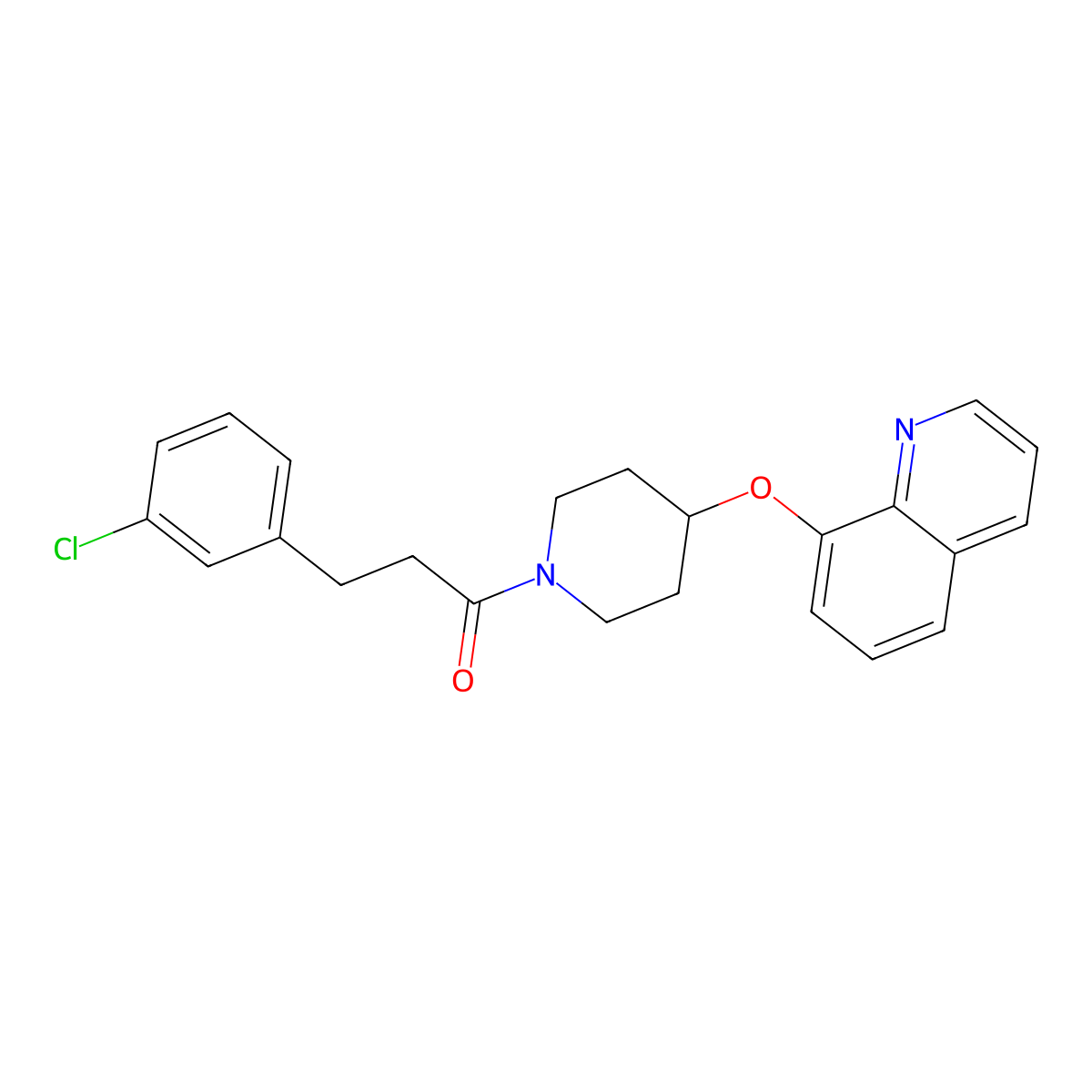 3-(3-Chlorophenyl)-1-(4-(quinolin-8-yloxy)piperidin-1-yl)propan-1-one molecular structure, CAS 1904210-64-5