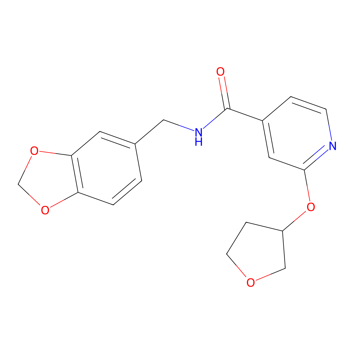 N-(benzo[d][1,3]dioxol-5-ylmethyl)-2-((tetrahydrofuran-3-yl)oxy)isonicotinamide molecular structure, CAS 1904213-07-5