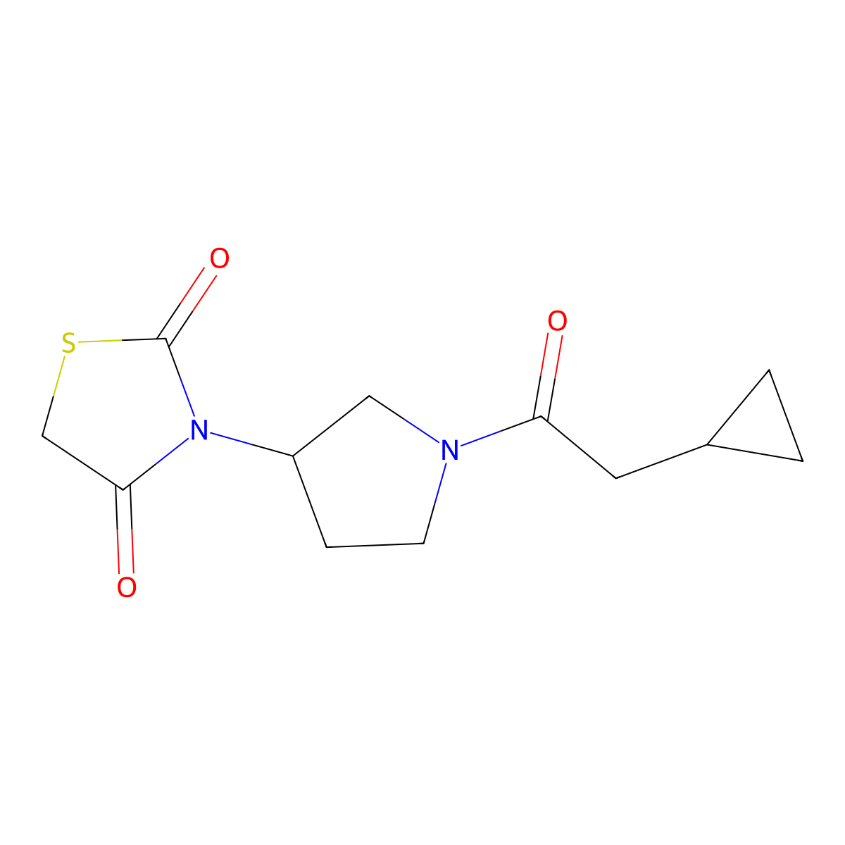 3-(1-(2-Cyclopropylacetyl)pyrrolidin-3-yl)thiazolidine-2,4-dione molecular structure, CAS 1904213-17-7