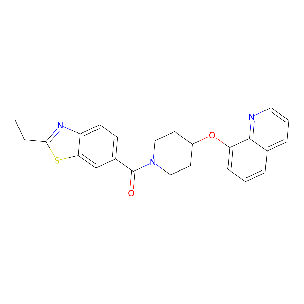 (2-Ethylbenzo[d]thiazol-6-yl)(4-(quinolin-8-yloxy)piperidin-1-yl)methanone molecular structure, CAS 1904215-43-5