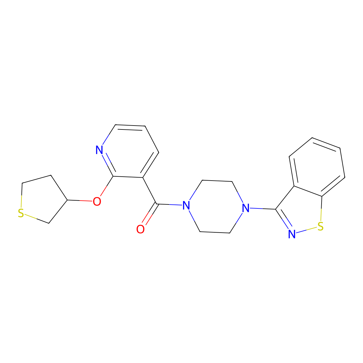 (4-(Benzo[d]isothiazol-3-yl)piperazin-1-yl)(2-((tetrahydrothiophen-3-yl)oxy)pyridin-3-yl)methanone molecular structure, CAS 1904217-57-7