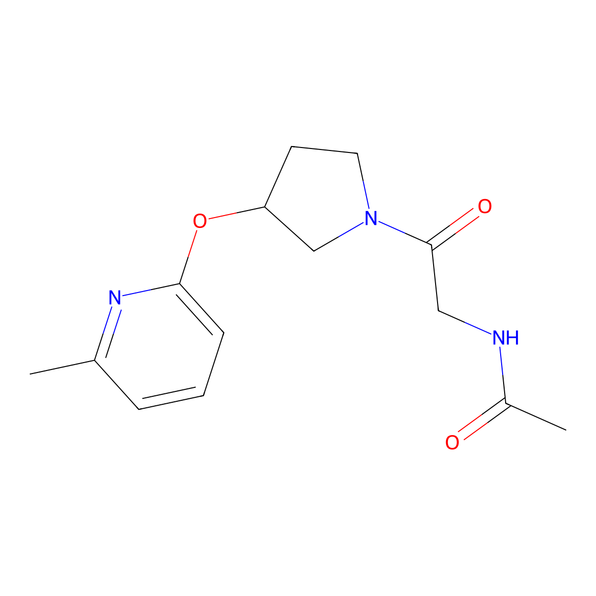 N-(2-{3-[(6-methylpyridin-2-yl)oxy]pyrrolidin-1-yl}-2-oxoethyl)acetamide molecular structure, CAS 1904217-73-7