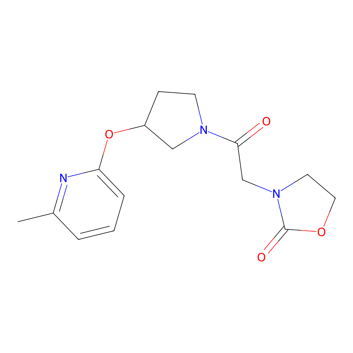 3-(2-(3-((6-Methylpyridin-2-yl)oxy)pyrrolidin-1-yl)-2-oxoethyl)oxazolidin-2-one molecular structure, CAS 1904218-10-5