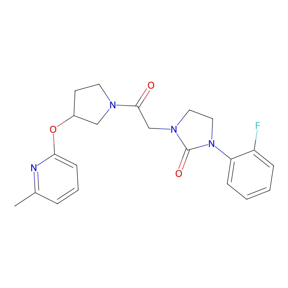 1-(2-Fluorophenyl)-3-(2-(3-((6-methylpyridin-2-yl)oxy)pyrrolidin-1-yl)-2-oxoethyl)imidazolidin-2-one molecular structure, CAS 1904218-20-7