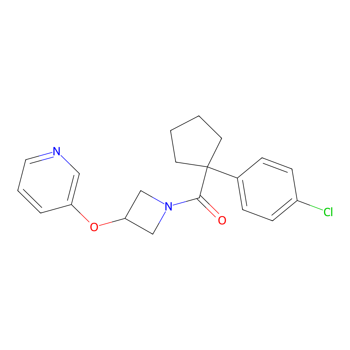 (1-(4-Chlorophenyl)cyclopentyl)(3-(pyridin-3-yloxy)azetidin-1-yl)methanone molecular structure, CAS 1904218-32-1