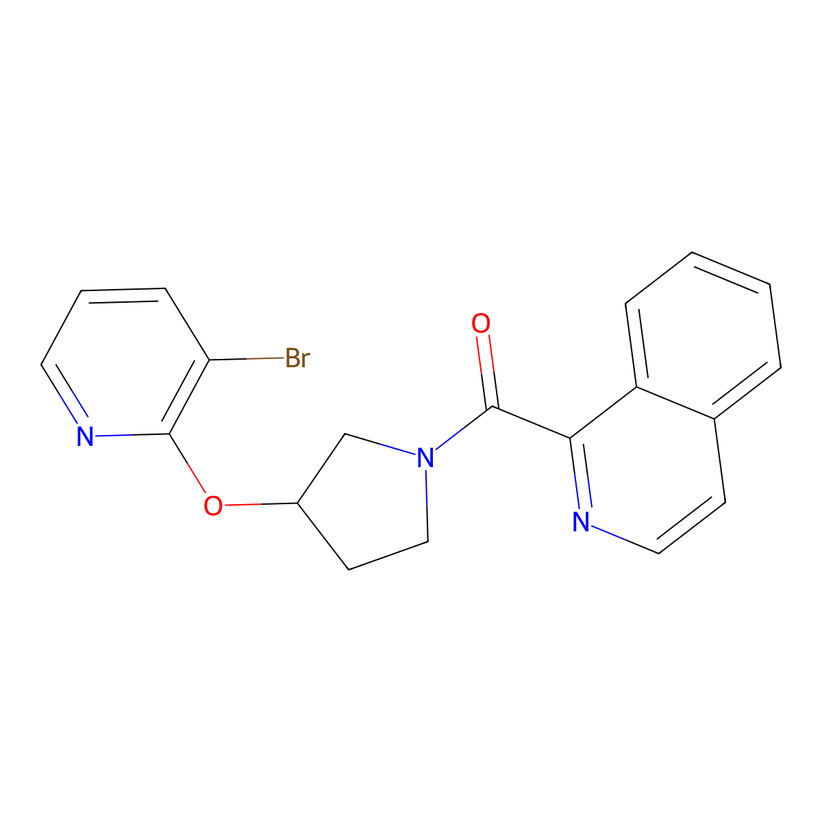 (3-((3-Bromopyridin-2-yl)oxy)pyrrolidin-1-yl)(isoquinolin-1-yl)methanone molecular structure, CAS 1904219-21-1