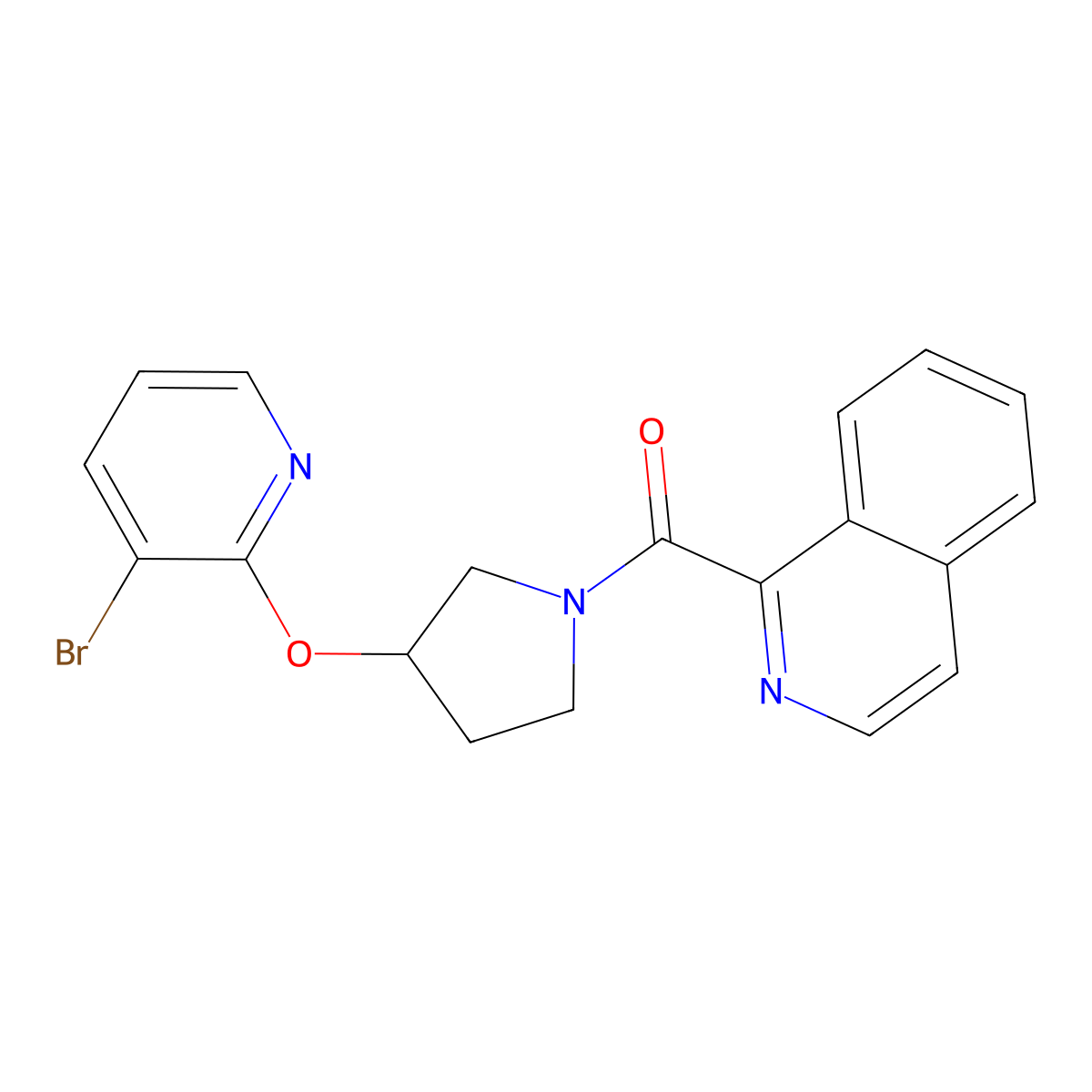 (3-((3-Bromopyridin-2-yl)oxy)pyrrolidin-1-yl)(isoquinolin-1-yl)methanone molecular structure, CAS 1904219-21-1