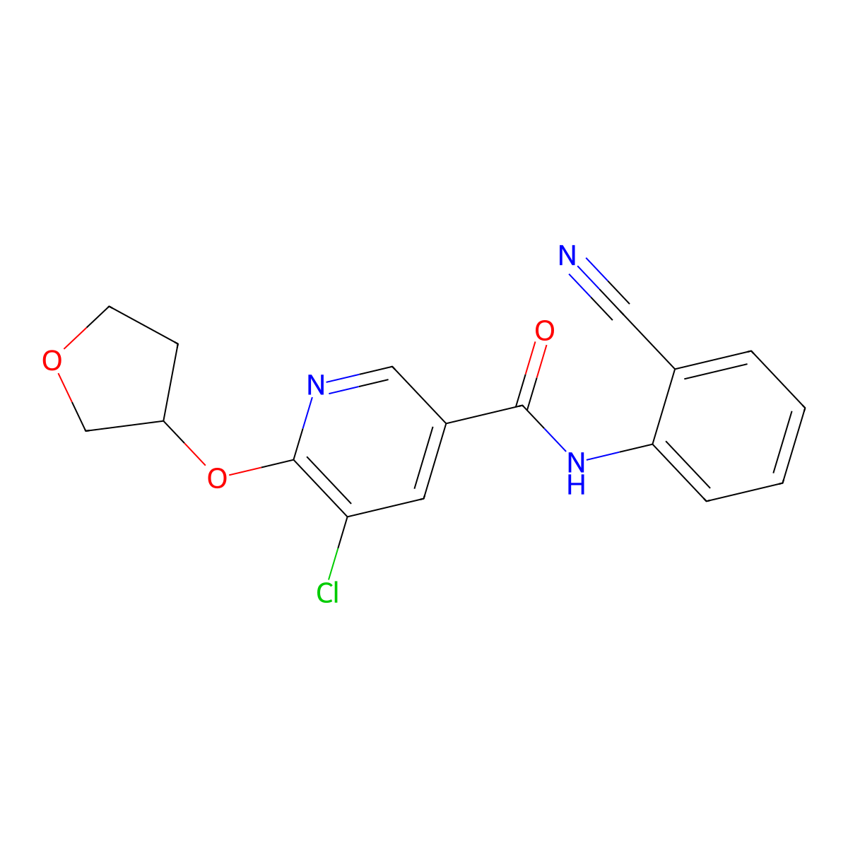 5-chloro-N-(2-cyanophenyl)-6-((tetrahydrofuran-3-yl)oxy)nicotinamide molecular structure, CAS 1904219-51-7