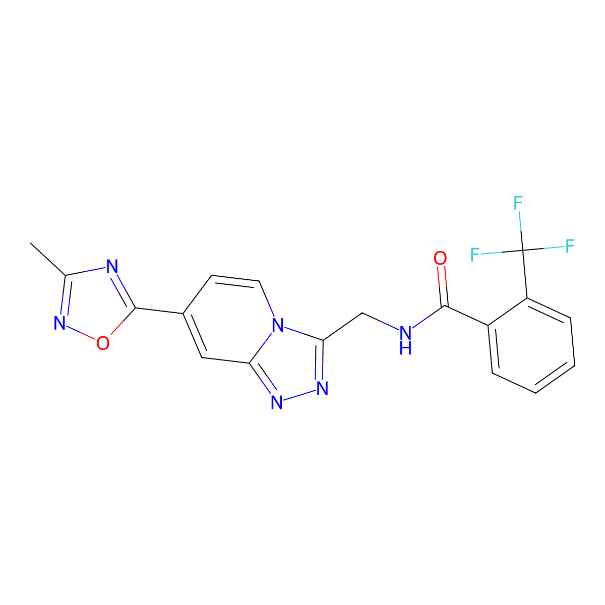 N-{[7-(3-methyl-1,2,4-oxadiazol-5-yl)-[1,2,4]triazolo[4,3-a]pyridin-3-yl]methyl}-2-(trifluoromethyl)benzamide molecular structure, CAS 1904219-67-5