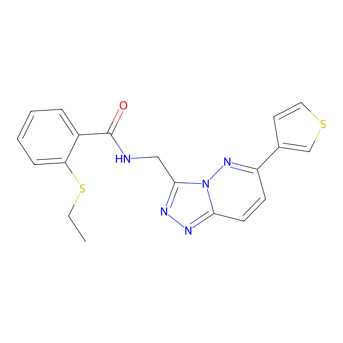 2-(ethylthio)-N-((6-(thiophen-3-yl)-[1,2,4]triazolo[4,3-b]pyridazin-3-yl)methyl)benzamide molecular structure, CAS 1904220-12-7