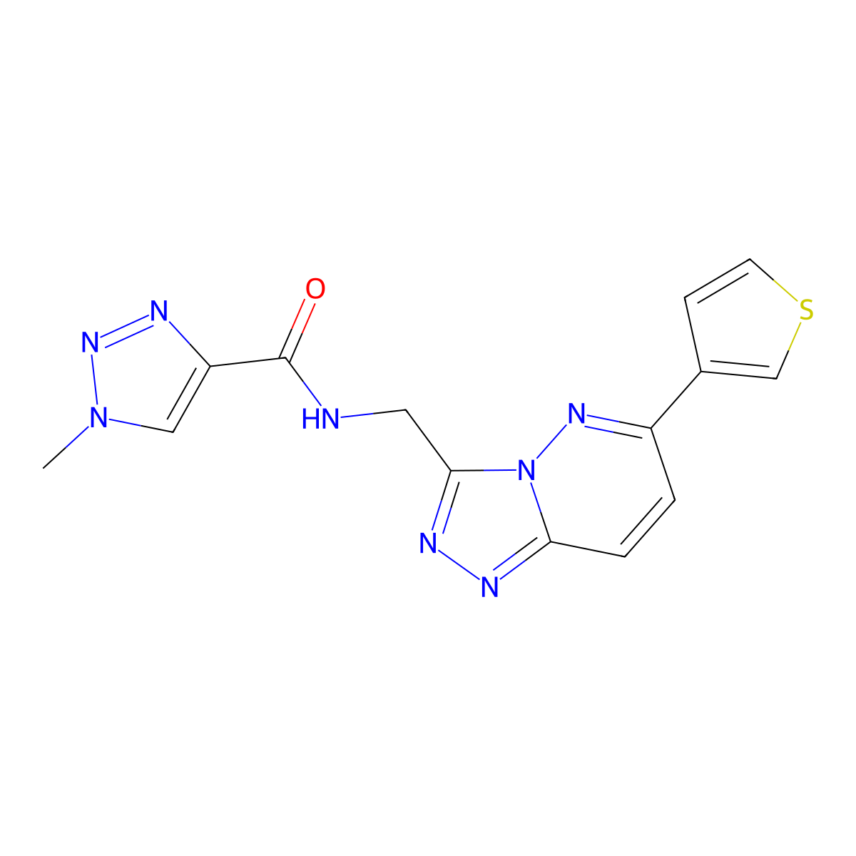 1-methyl-N-((6-(thiophen-3-yl)-[1,2,4]triazolo[4,3-b]pyridazin-3-yl)methyl)-1H-1,2,3-triazole-4-carboxamide molecular structure, CAS 1904220-27-4