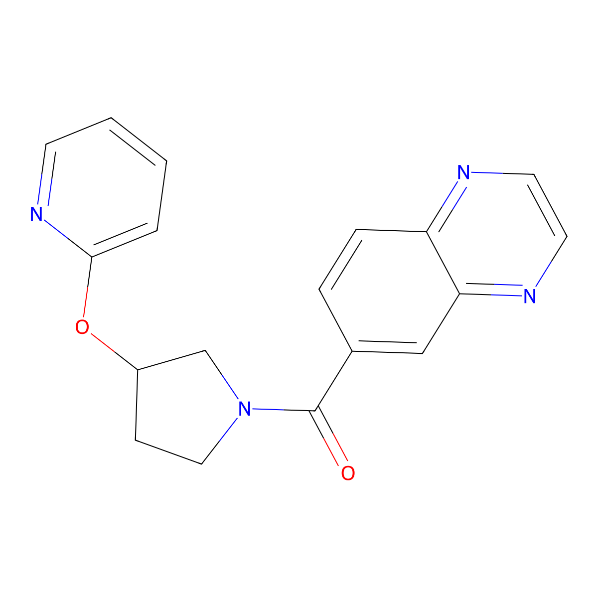 (3-(Pyridin-2-yloxy)pyrrolidin-1-yl)(quinoxalin-6-yl)methanone molecular structure, CAS 1904220-82-1