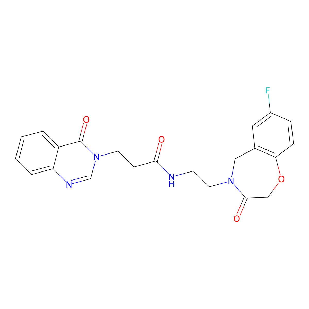 N-(2-(7-fluoro-3-oxo-2,3-dihydrobenzo[f][1,4]oxazepin-4(5H)-yl)ethyl)-3-(4-oxoquinazolin-3(4H)-yl)propanamide molecular structure, CAS 1904221-29-9