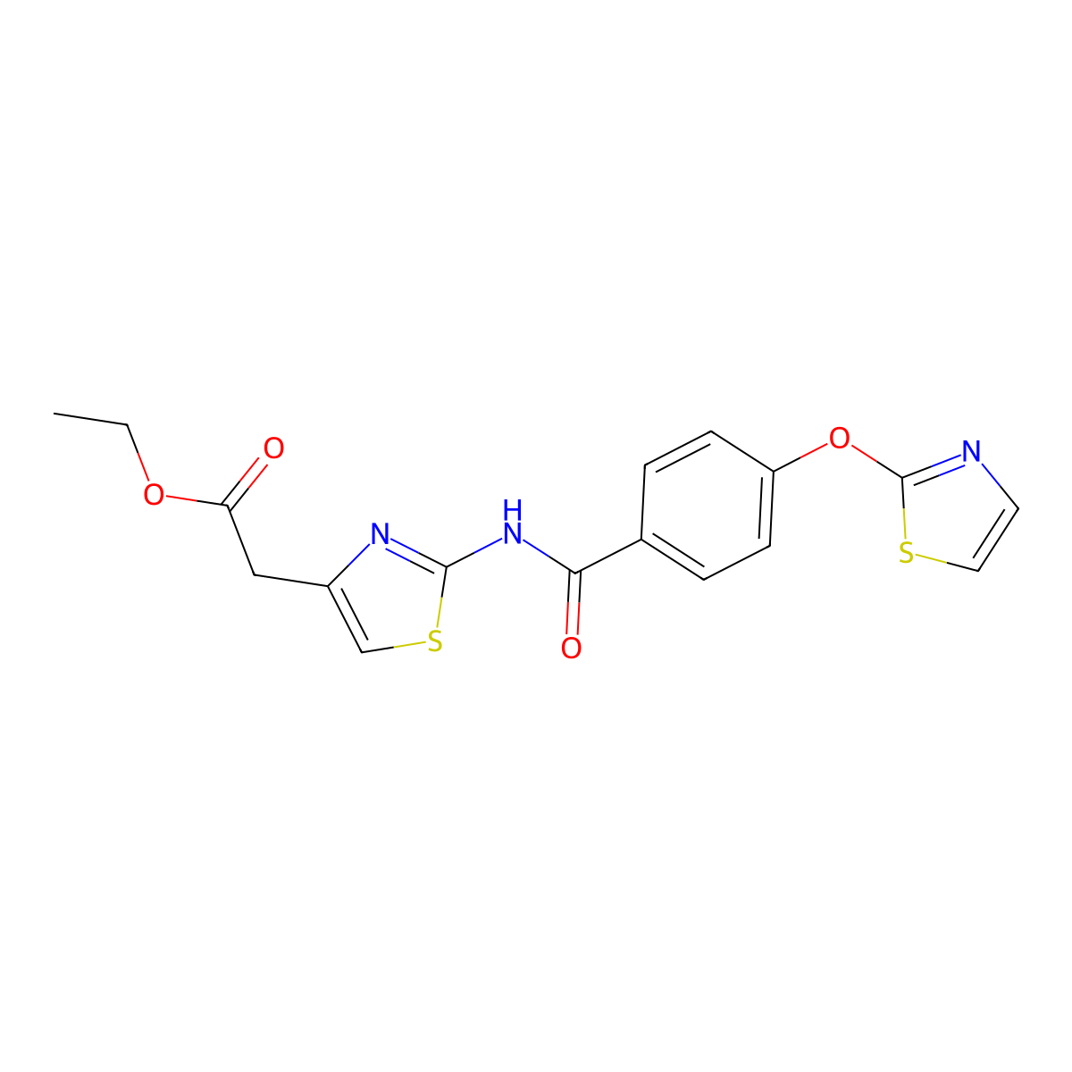 Ethyl 2-(2-(4-(thiazol-2-yloxy)benzamido)thiazol-4-yl)acetate molecular structure, CAS 1904221-38-0
