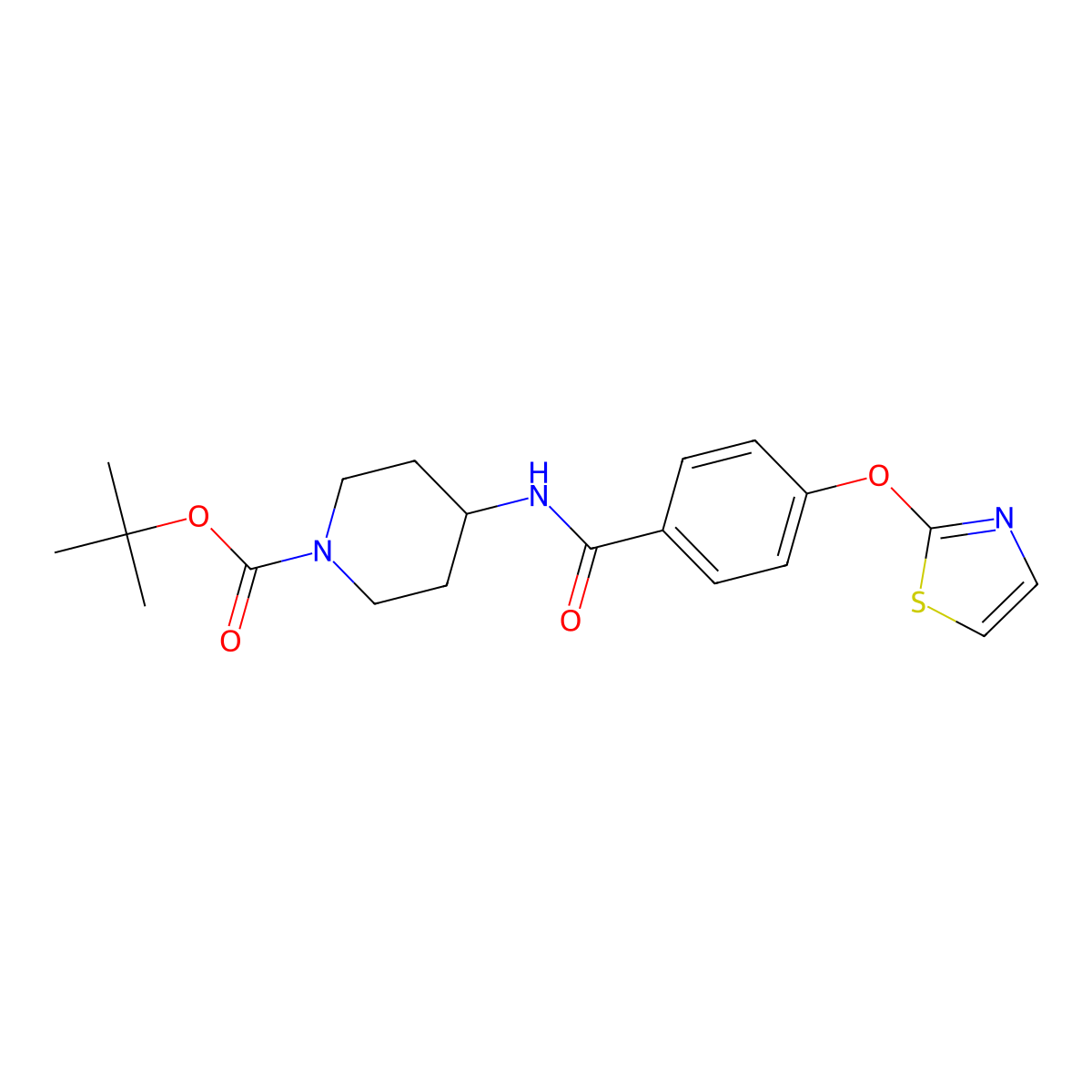 Tert-butyl 4-[4-(1,3-thiazol-2-yloxy)benzamido]piperidine-1-carboxylate molecular structure, CAS 1904221-60-8