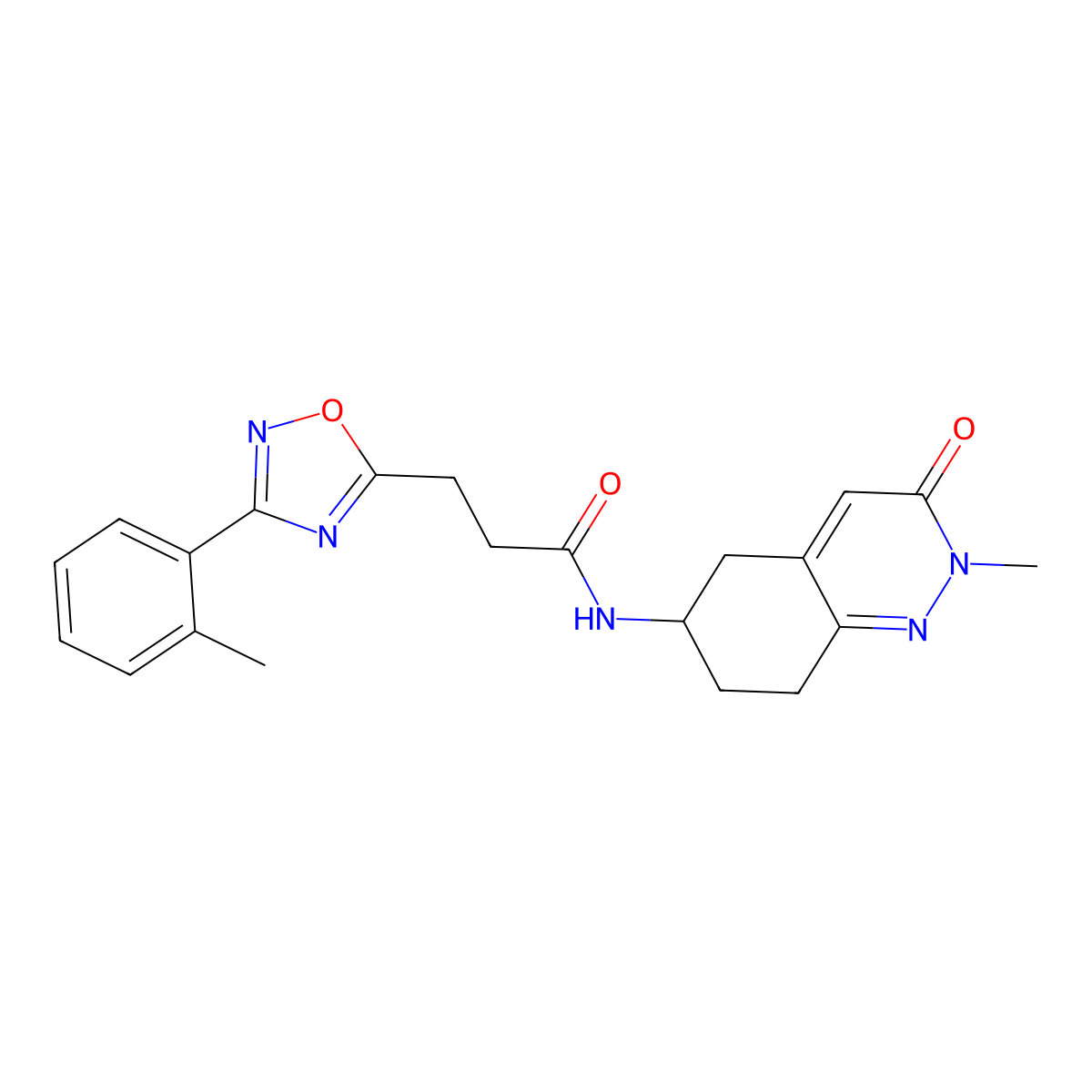 N-(2-methyl-3-oxo-2,3,5,6,7,8-hexahydrocinnolin-6-yl)-3-(3-(o-tolyl)-1,2,4-oxadiazol-5-yl)propanamide molecular structure, CAS 1904222-00-9