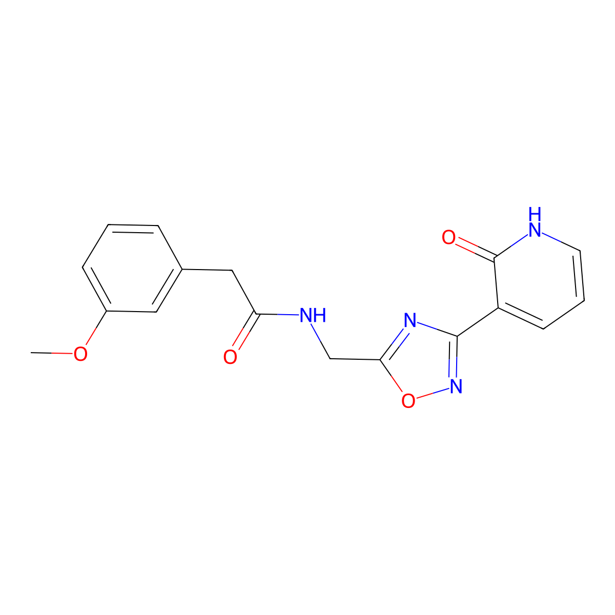 2-(3-methoxyphenyl)-N-((3-(2-oxo-1,2-dihydropyridin-3-yl)-1,2,4-oxadiazol-5-yl)methyl)acetamide molecular structure, CAS 1904223-87-5
