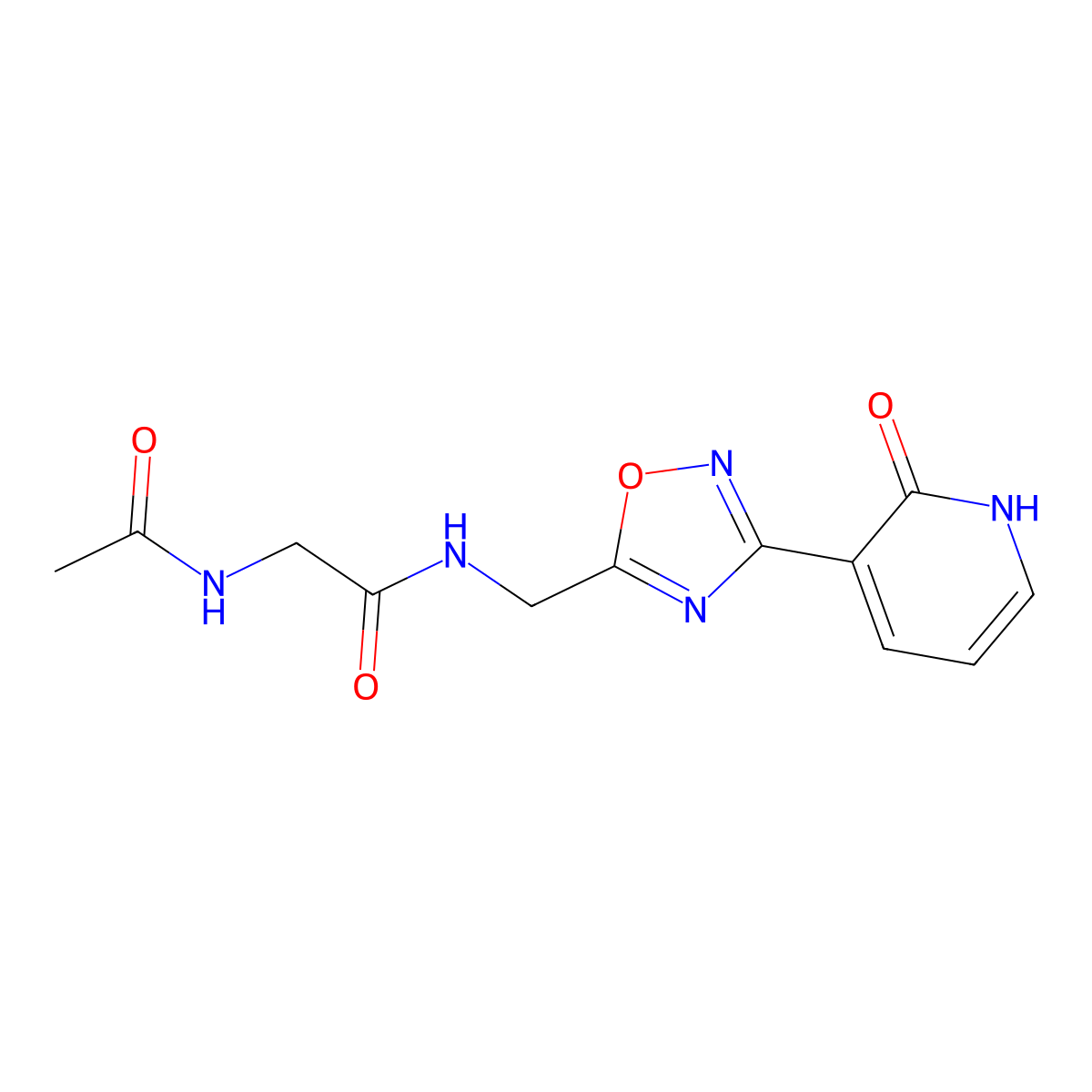 2-acetamido-N-((3-(2-oxo-1,2-dihydropyridin-3-yl)-1,2,4-oxadiazol-5-yl)methyl)acetamide molecular structure, CAS 1904224-01-6