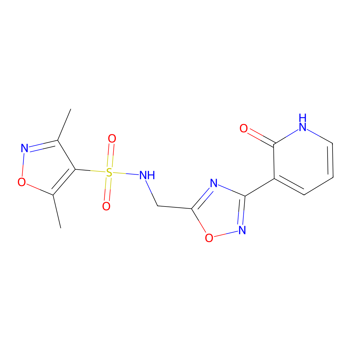 3,5-dimethyl-N-((3-(2-oxo-1,2-dihydropyridin-3-yl)-1,2,4-oxadiazol-5-yl)methyl)isoxazole-4-sulfonamide molecular structure, CAS 1904224-33-4