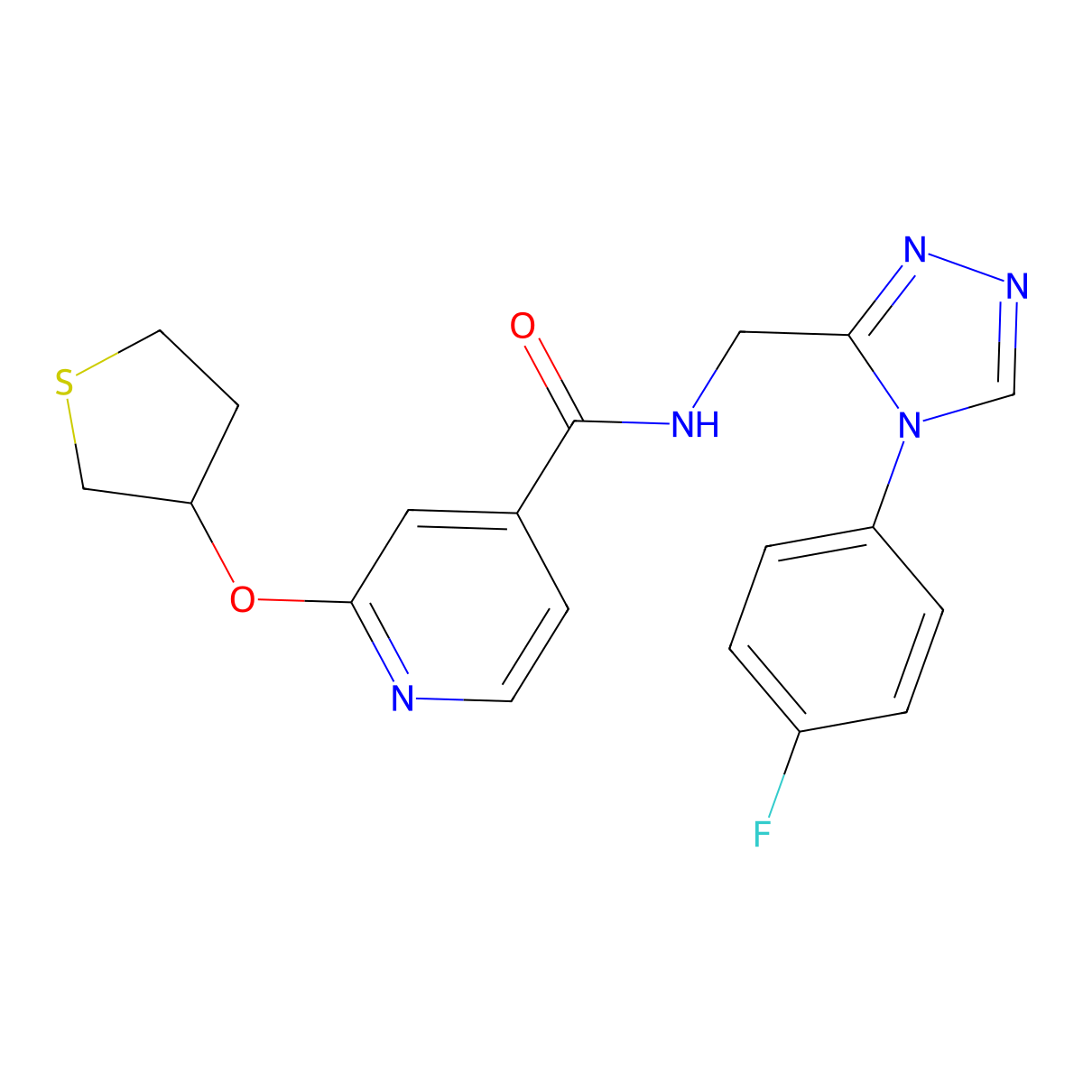 N-((4-(4-fluorophenyl)-4H-1,2,4-triazol-3-yl)methyl)-2-((tetrahydrothiophen-3-yl)oxy)isonicotinamide molecular structure, CAS 1904224-43-6