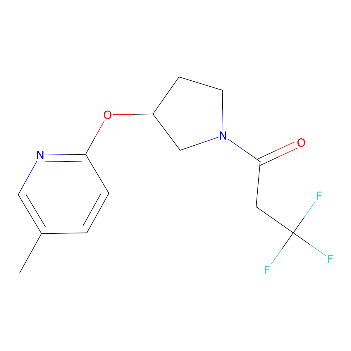 3,3,3-Trifluoro-1-{3-[(5-methylpyridin-2-yl)oxy]pyrrolidin-1-yl}propan-1-one molecular structure, CAS 1904224-99-2