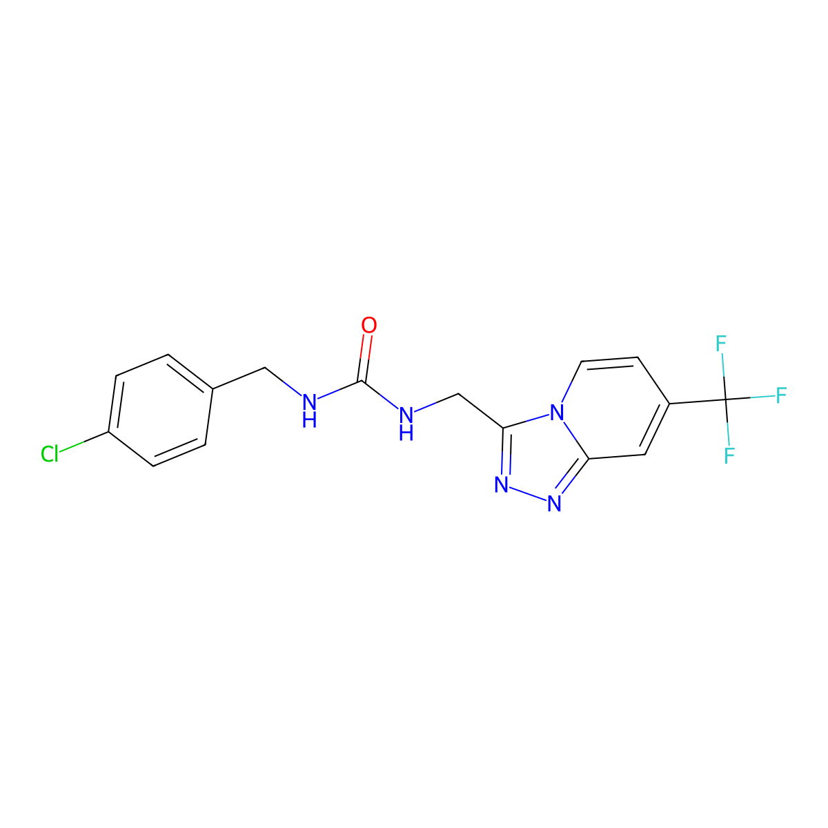 1-(4-Chlorobenzyl)-3-((7-(trifluoromethyl)-[1,2,4]triazolo[4,3-a]pyridin-3-yl)methyl)urea molecular structure, CAS 1904225-98-4