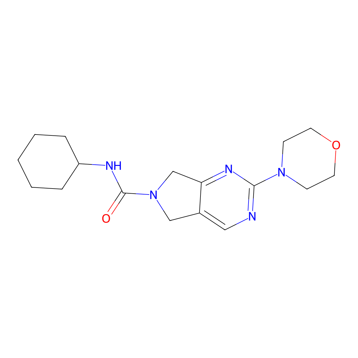 N-cyclohexyl-2-(morpholin-4-yl)-5H,6H,7H-pyrrolo[3,4-d]pyrimidine-6-carboxamide molecular structure, CAS 1904226-54-5