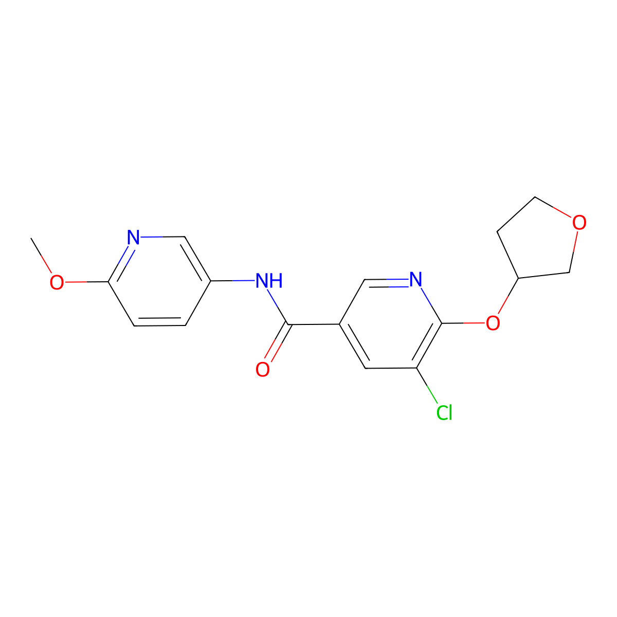 5-chloro-N-(6-methoxypyridin-3-yl)-6-((tetrahydrofuran-3-yl)oxy)nicotinamide molecular structure, CAS 1904227-24-2
