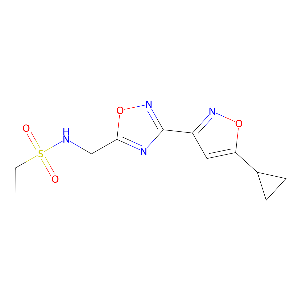 N-((3-(5-cyclopropylisoxazol-3-yl)-1,2,4-oxadiazol-5-yl)methyl)ethanesulfonamide molecular structure, CAS 1904227-67-3