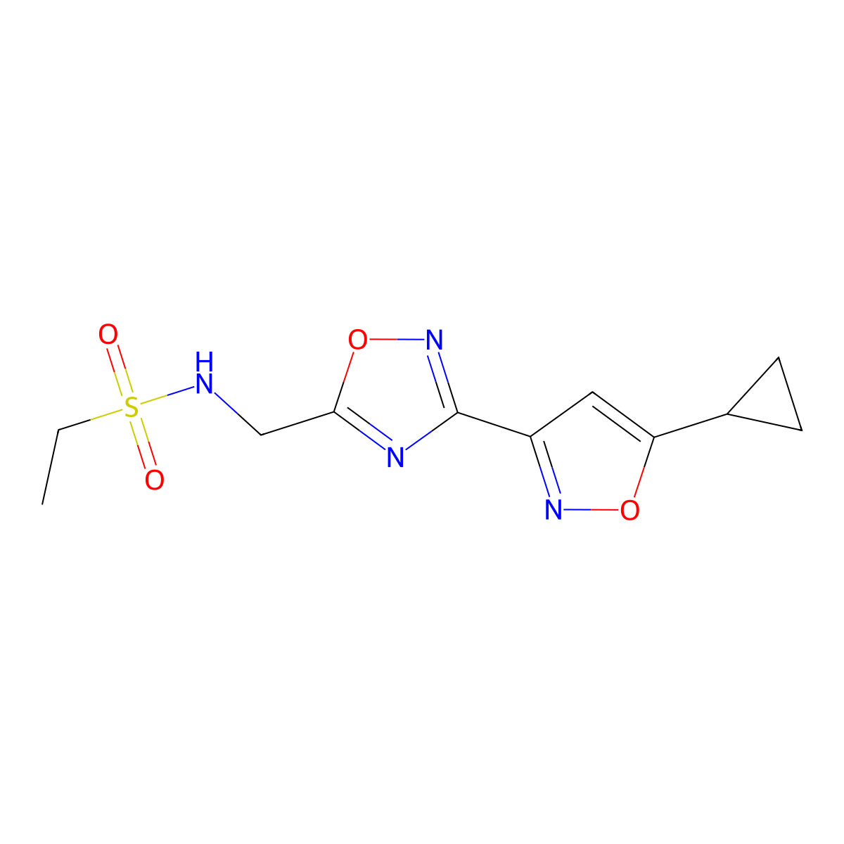 N-((3-(5-cyclopropylisoxazol-3-yl)-1,2,4-oxadiazol-5-yl)methyl)ethanesulfonamide molecular structure, CAS 1904227-67-3