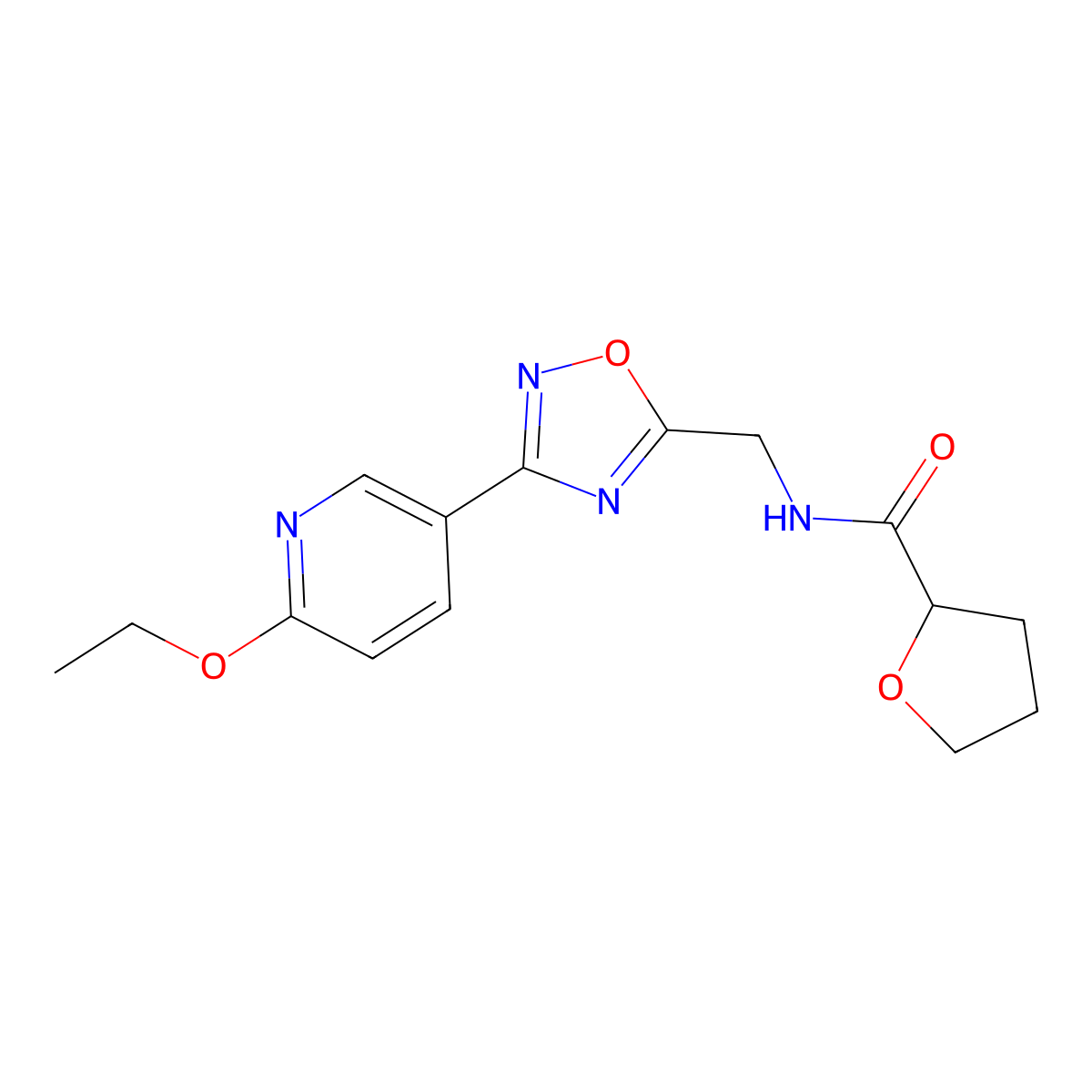 N-((3-(6-ethoxypyridin-3-yl)-1,2,4-oxadiazol-5-yl)methyl)tetrahydrofuran-2-carboxamide molecular structure, CAS 1904227-76-4