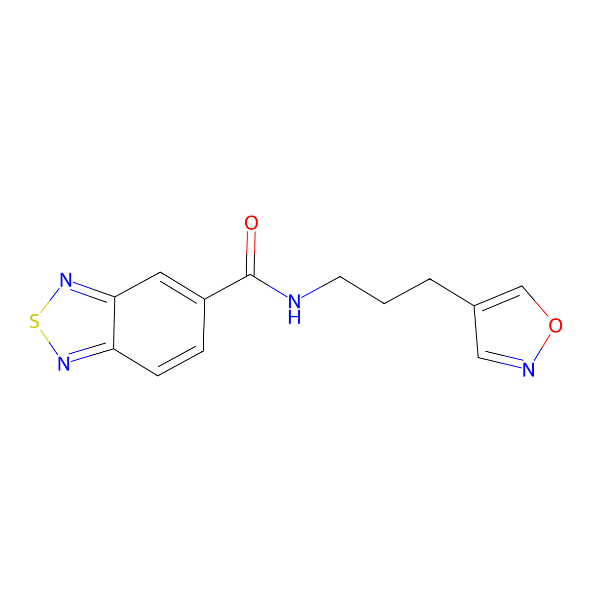 N-(3-(isoxazol-4-yl)propyl)benzo[c][1,2,5]thiadiazole-5-carboxamide molecular structure, CAS 1904230-28-9