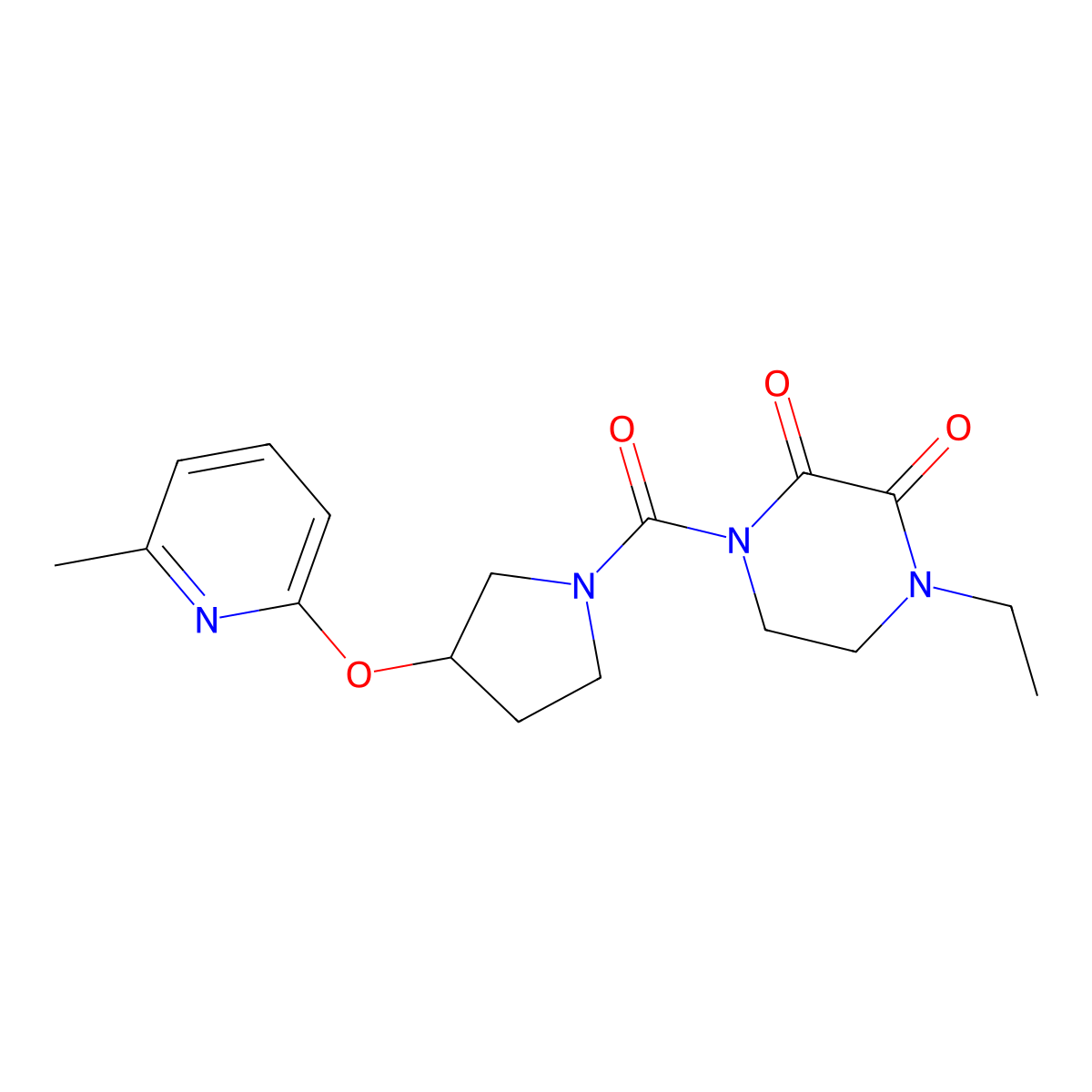1-Ethyl-4-{3-[(6-methylpyridin-2-yl)oxy]pyrrolidine-1-carbonyl}piperazine-2,3-dione molecular structure, CAS 1904230-32-5