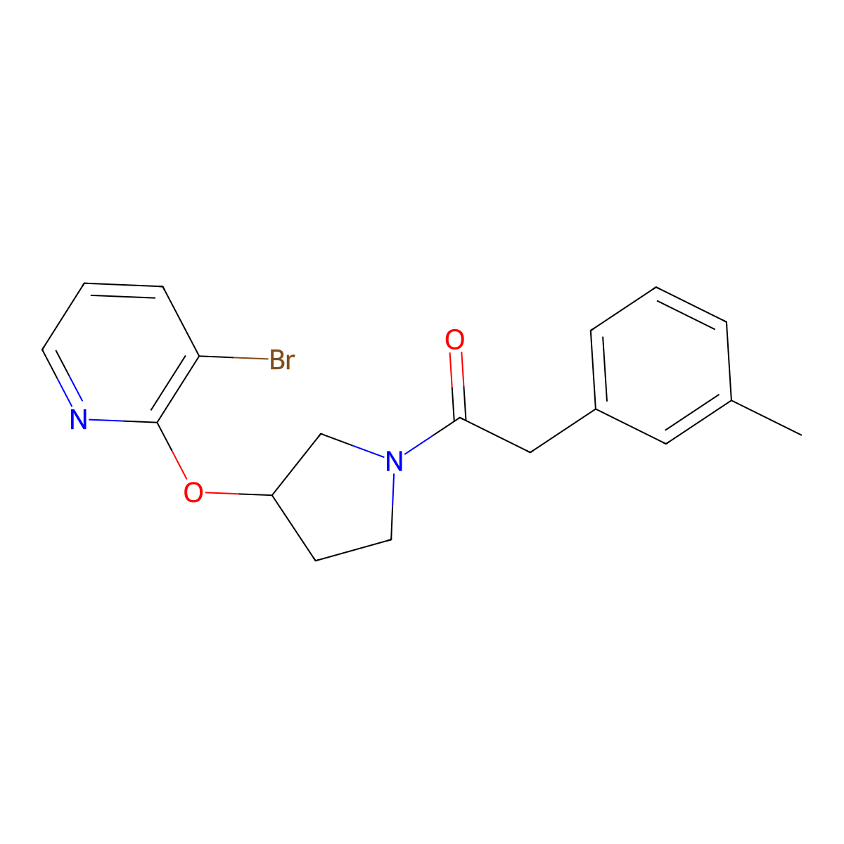 1-(3-((3-Bromopyridin-2-yl)oxy)pyrrolidin-1-yl)-2-(m-tolyl)ethanone molecular structure, CAS 1904230-73-4