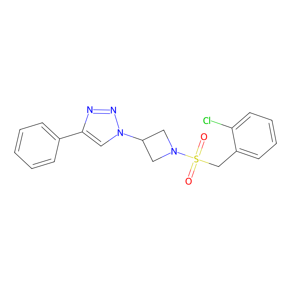 1-(1-((2-chlorobenzyl)sulfonyl)azetidin-3-yl)-4-phenyl-1H-1,2,3-triazole molecular structure, CAS 1904231-72-6