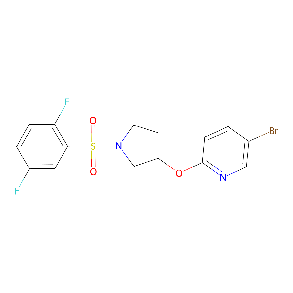 5-Bromo-2-((1-((2,5-difluorophenyl)sulfonyl)pyrrolidin-3-yl)oxy)pyridine molecular structure, CAS 1904234-62-3