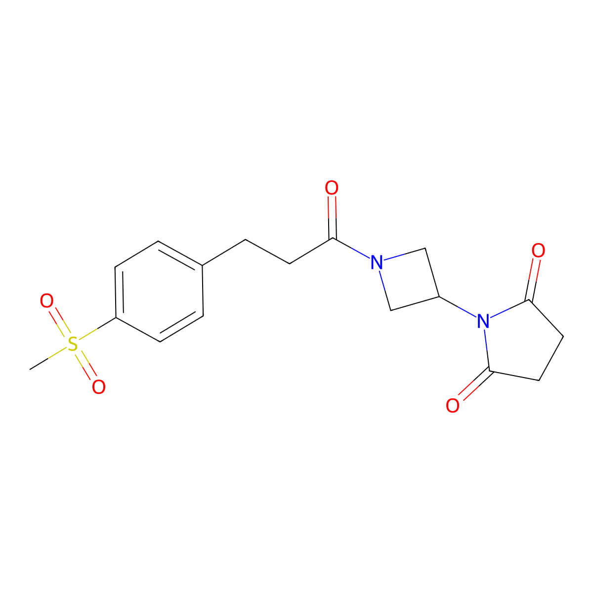 1-(1-(3-(4-(Methylsulfonyl)phenyl)propanoyl)azetidin-3-yl)pyrrolidine-2,5-dione molecular structure, CAS 1904235-79-5