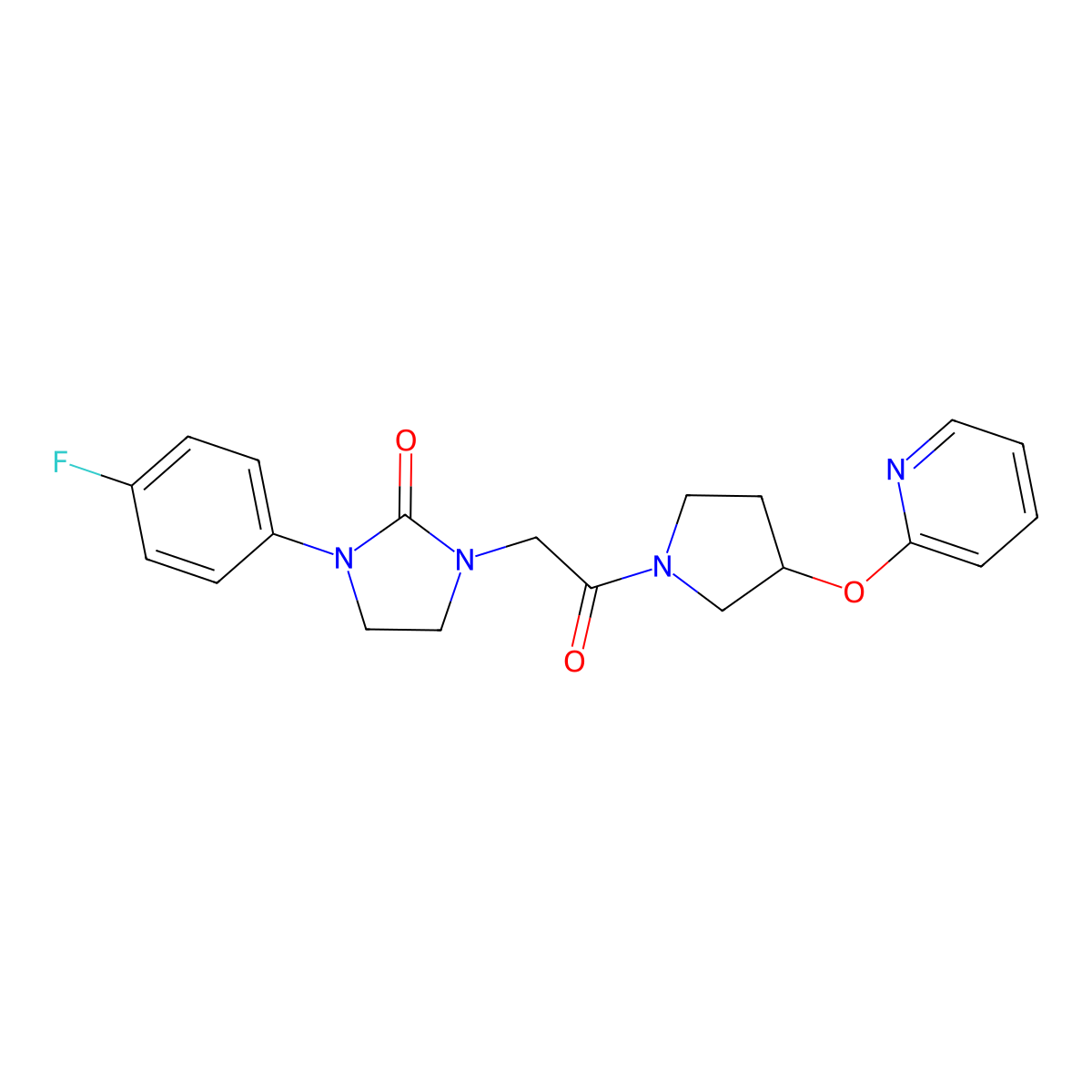 1-(4-Fluorophenyl)-3-{2-oxo-2-[3-(pyridin-2-yloxy)pyrrolidin-1-yl]ethyl}imidazolidin-2-one molecular structure, CAS 1904235-96-6