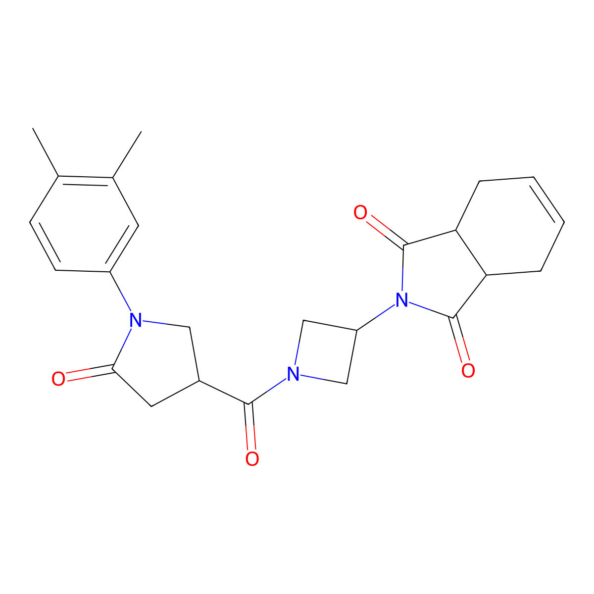2-(1-(1-(3,4-dimethylphenyl)-5-oxopyrrolidine-3-carbonyl)azetidin-3-yl)-3a,4,7,7a-tetrahydro-1H-isoindole-1,3(2H)-dione molecular structure, CAS 1904236-74-3
