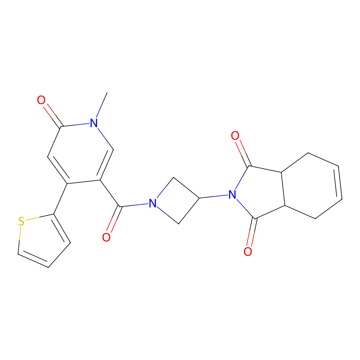 2-(1-(1-methyl-6-oxo-4-(thiophen-2-yl)-1,6-dihydropyridine-3-carbonyl)azetidin-3-yl)-3a,4,7,7a-tetrahydro-1H-isoindole-1,3(2H)-dione molecular structure, CAS 1904237-18-8