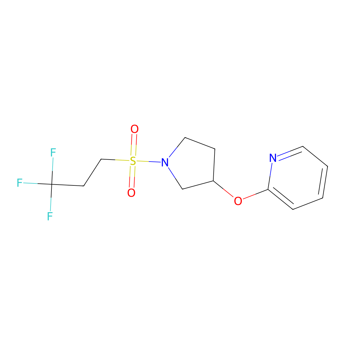 2-((1-((3,3,3-Trifluoropropyl)sulfonyl)pyrrolidin-3-yl)oxy)pyridine molecular structure, CAS 1904237-27-9