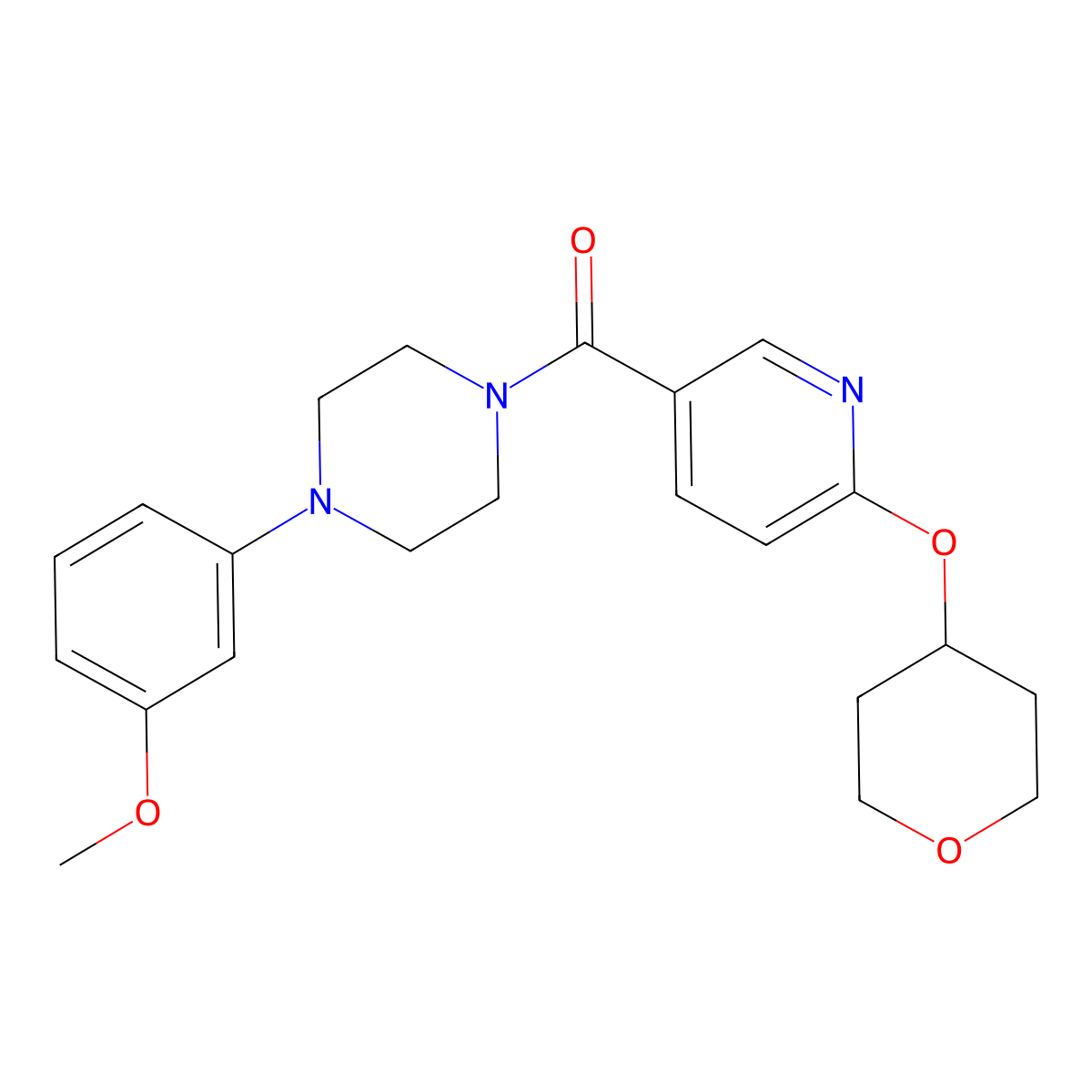 (4-(3-methoxyphenyl)piperazin-1-yl)(6-((tetrahydro-2H-pyran-4-yl)oxy)pyridin-3-yl)methanone molecular structure, CAS 1904237-55-3