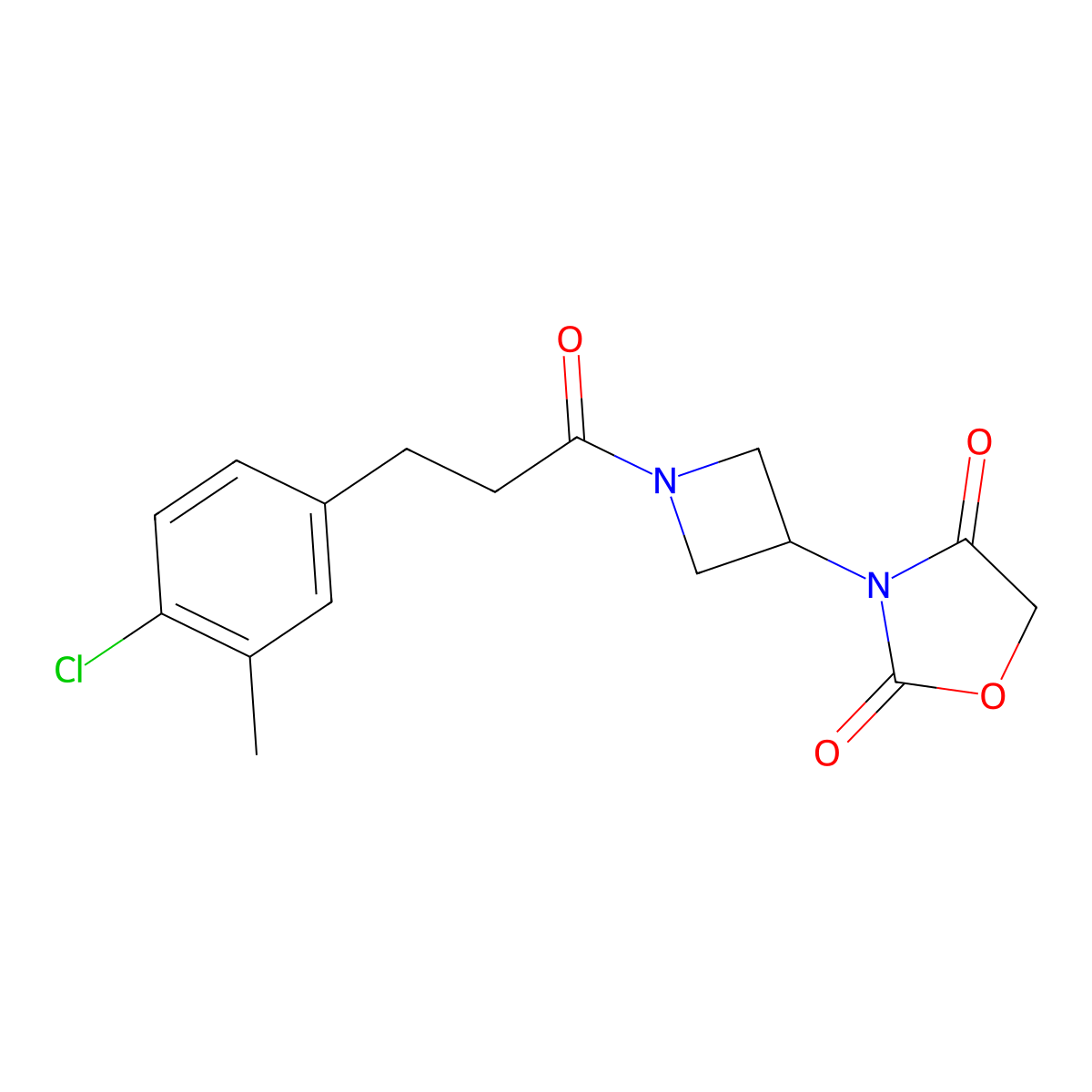 3-(1-(3-(4-Chloro-3-methylphenyl)propanoyl)azetidin-3-yl)oxazolidine-2,4-dione molecular structure, CAS 1904238-47-6