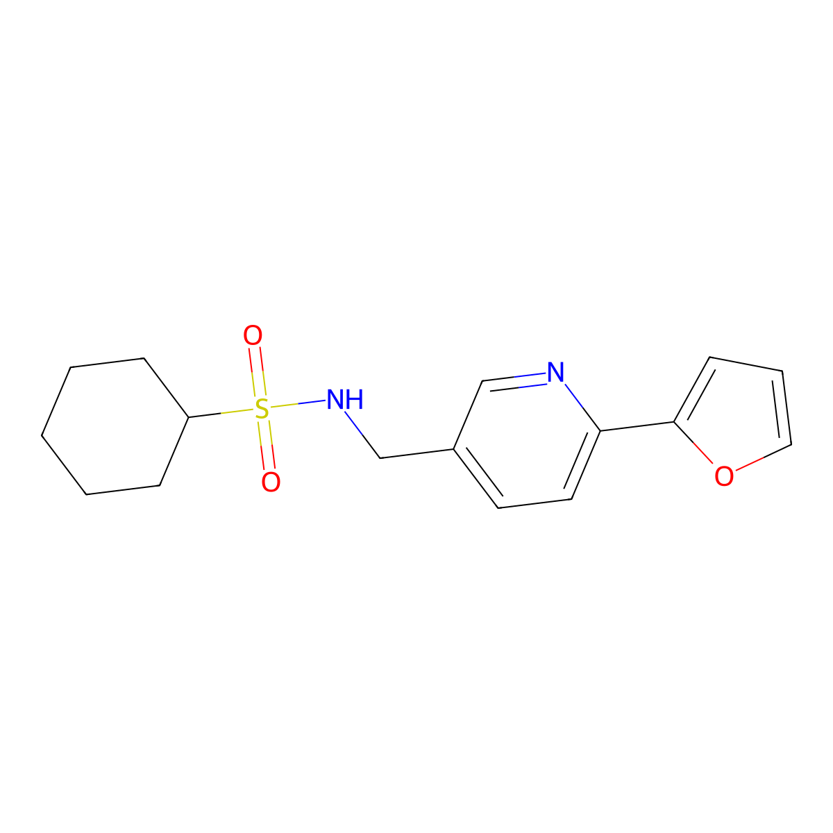 N-{[6-(furan-2-yl)pyridin-3-yl]methyl}cyclohexanesulfonamide molecular structure, CAS 1904242-73-4